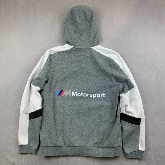 Puma BMW Mens Sweater XL (Fits Medium) Gray Full Zip Hoodie M Motorsport Cars - Picture 6 of 9